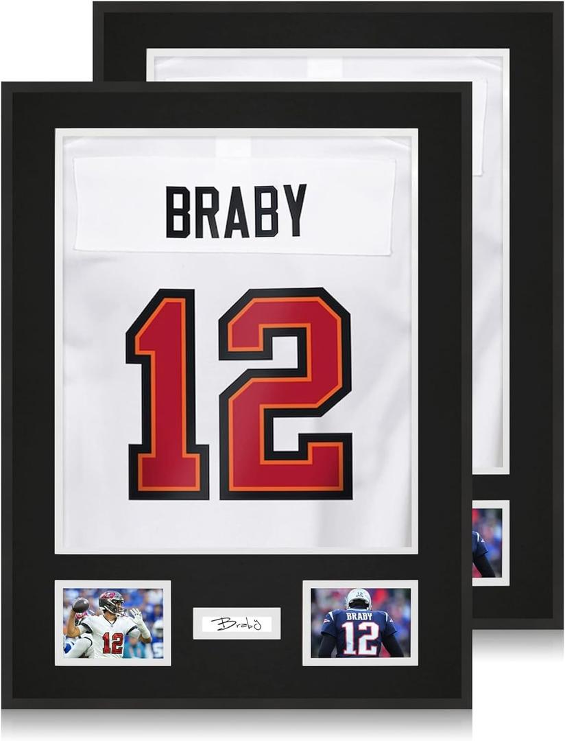 Aluminum Jersey Frame Display Case 2 Pack, Lightweight & Durable Metal Jersey Frame with Mat, Pinboard, Shatterproof Plexiglass & Hanging Kit for Football Baseball Basketball Soccer Hockey Shirt 31.5"L x 23.6"W x 1"H