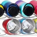 LARGER Compartment - 2 Tier Stackable Water Bottle Organizer Holder - for Stanley 40oz & Others' Large Tumbler - Clear Rack, 8 Cup Bottle Holder for Cabinet Home Countertop Fridge Pantry Shelf