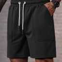Men's Sweat Shorts Elastic Waist Drawstring 6'' Inseam Casual Gym Athletic Shorts with Pockets (S-3XL) (Black, XL)