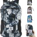 4Monster Hiking Daypack, Water Resistant Lightweight Packable Backpack for Travel Camping Outdoor (24L, Flower Blue)