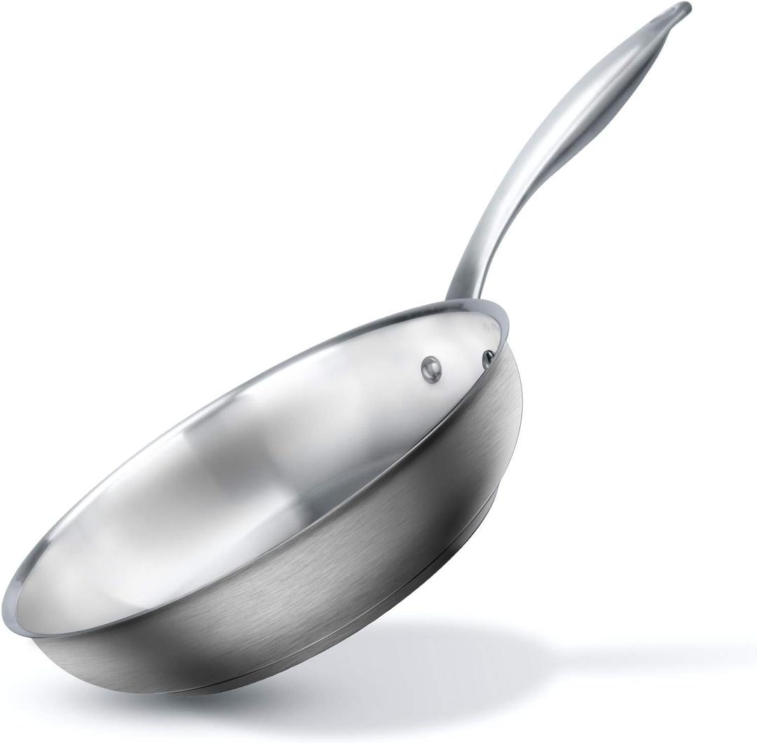 Duxtop Tri-ply Stainless Steel Frying Pan with Stay-Cool Handle, Professional 8 inch Fry Pan with Induction Magnetic Bottom, Healthy Small Skillet, Dishwasher and Oven Safe