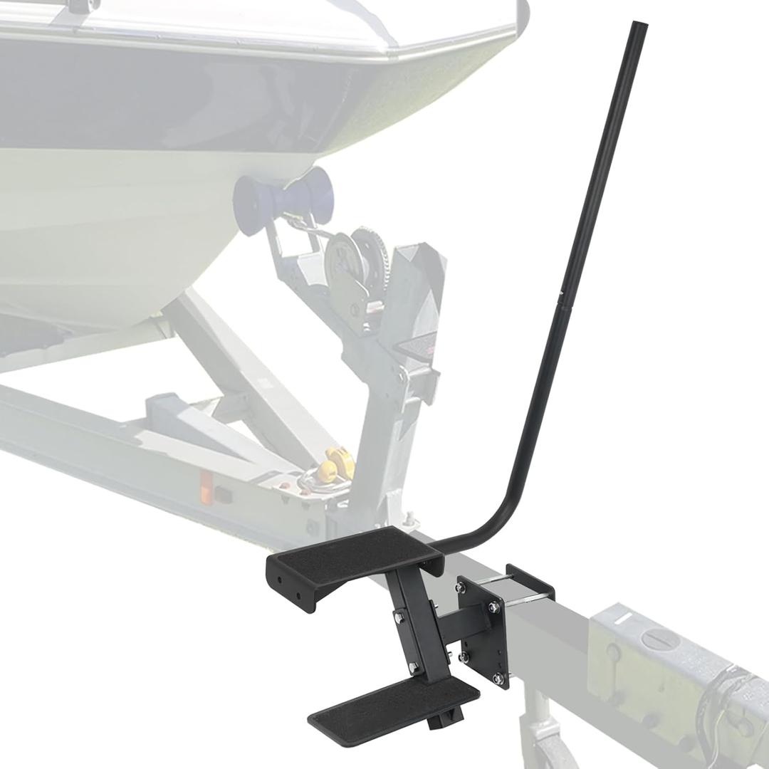 Boat Trailer Step, Heavy Duty Steel 2 Steps Ladder for Boat Trailer Tongue with Handrail, 450lbs Capacity, Black