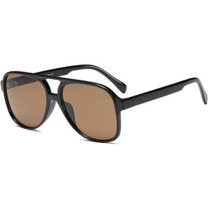 Freckles Mark Vintage Retro 70s Sunglasses for Women Men Classic Large Square Aviator Trendy Glasses (Dark Brown, Millimeters, 60)