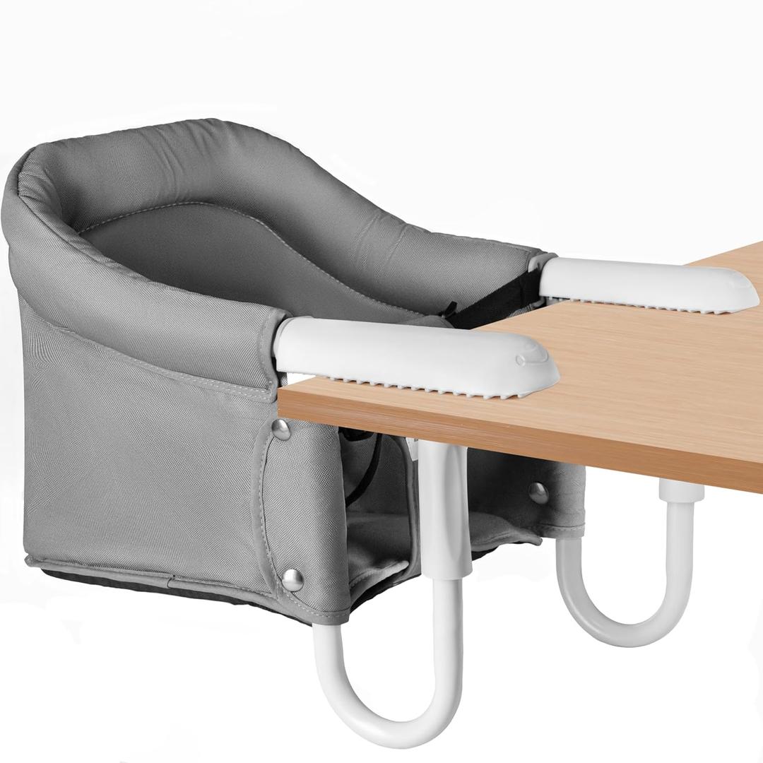 Portable Hook on High Chair for Baby & Travel Toddler from 6-36 Months – Clip on Baby Seat for Table – Fast Table Chair for Travel & Dining– Including Storage Bag - Grey