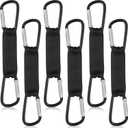 Hiboom 6 Pcs Fence Hooks for Football Bag Nylon Buckles Metal Fence Hooks Multifunctional Hanging Buckles for Softball Tennis Baseball Outdoor Sport Water Cup Backpack(Black)