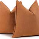 ZWJD Orange Pillow Covers 18x18 Set of 2 Chenille Throw Pillow Covers with Elegant Design Soft and Luxurious Decorative Throw Pillows for Couch, Bed, and Home Decor