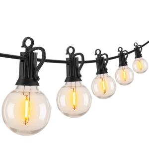Brightown Outdoor String Lights - 100 FT Patio Lights with 50 LED G40 Globe Plastic Bulbs, All Weatherproof Connectable Commercial Hanging Light for Outside Backyard Porch Cafe (Black)