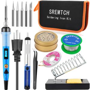 Electronics Soldering Iron Kit - 80W Digital LCD Solder with ON/OFF Switch Adjustable Temperature Controlled and Fast Heating Thermostatic Design Welding Tools for DIY Welding Circuit Board (80W)