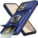 Vofolen for Motorola Moto G Stylus 5G 2024 Case with Card Holder [Store 2 Cards] + 360 Magnetic Rotated Ring Kickstand Dual Layer Heavy Duty Protective Wallet Phone Case for Women Men, Blue