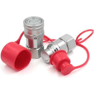 1/2'' NPT Flat Face Hydraulic Quick Connect Coupling with Dust Caps，BobCat Skid Steer Loader Quick Disconnect Coupler, Skid Steer Hydraulic Couplers, 1 set