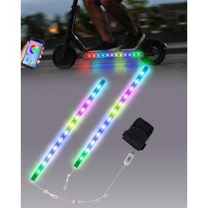 JUSJUBR Scooter Lights for Night Riding, App Control, LED Light Strips with Battery Box for Electric Scooters, Bikes