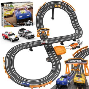 Slot Car Race Track Sets with 1:64 High-Speed Racing Cars, Battery or Electric Car Track, Dual Racing Game Lap Counter Circular Slope Track, Gifts Toys for Boys Kids Age 6 7 8-12