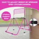 Amrta Foldable Gymnastics Bar with Rings, Adjustable Collapsible Horizontal Training Equipment Set for Indoor Outdoor Home Use Gym Gift in Pink Purple Blue