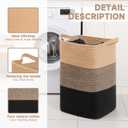 CLHMILY&Z 75L Laundry Basket Rectangular Black Jute Rope - 16x13x22 Inches - Dirty Clothes and Soft Storage Bin for Blankets, Toys, and Nursery Essentials