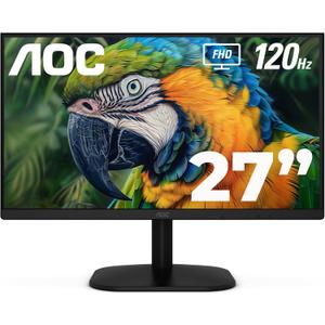 AOC 27B35H3 27" Casual Gaming Monitor, IPS Panel, Full HD (1920 x 1080) 120Hz, 1ms, Adaptive Sync, VGA & HDMI, Flicker-Free, Low Blue Light, HDR Ready, VESA, Tilt Adjust, Eco-Friendly