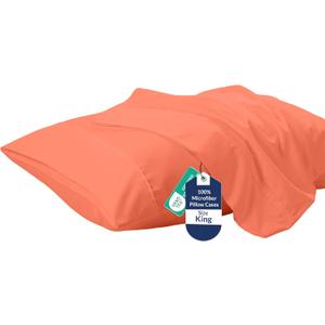Royale Linens King Pillowcase Set of 2 - Bed Pillow Cover - 20" x 40" -Coral Pillowcases - 1800 Brushed Microfiber, Wrinkle & Fade Resistant - Soft & Cozy- King Size Pillow Case (Coral)
