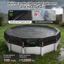 QH.HOME 550D Pool Cover 24 FT Round Above Ground[Upgraded Tear-Proof & Threefold Windproof] wth Pre-Installed Winch and Rope, Durable 4 Foot Overlap & Extra-Thick Designed for Steel WALL Pools