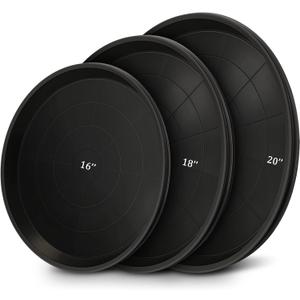 Eccliy 12 Pcs Plastic Plant Saucers Round Plant Tray Large Flower Pot Heavy Duty Planter Water Trays Thick Planter Drip Saucers for Indoors and Outdoors(16, 18 and 20 Inch,Black)