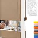 EMSHOI Dotted Notebook - 256 Pages A5 Dot Grid Journal Bullet Notebook with 120gsm Thick Dotted Paper,16 Perforated Pages, Hardcover Leather, Pen Holder, Inner Pocket, 5.75''  8.38''-Khaki