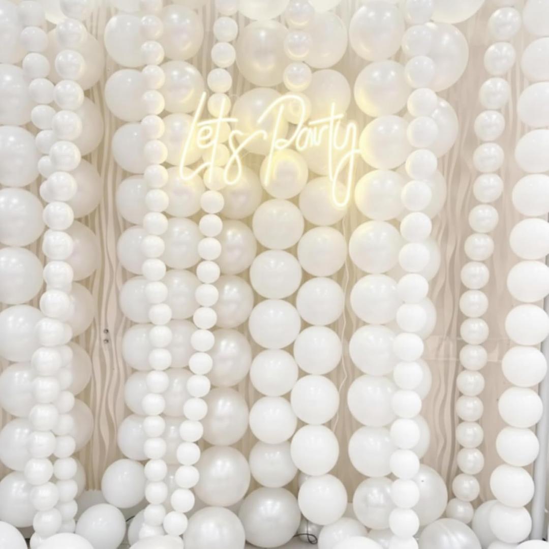 Meanplan 100 Pcs Link Balloon Quick Linking Latex Connected Balloons Linkable for Easter Wedding Independence Day Birthday Party Decoration(10 Inch,White)