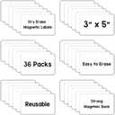 IMAGAME Dry Erase Magnets, Blank Magnetic Dry Erase Labels, 36-Pack, Erasable Magnets for Whiteboard, Multipurpose White Magnetic Labels to Write On for Classroom, Home, Education, Office, 3" x 5"