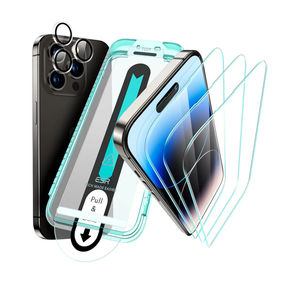 ESR for iPhone 14 Pro Max Screen Protector Set, 3 Tempered-Glass Screen Protectors and 1 Set of Camera Lens Protectors, Smooth Rounded Edges, Full-Coverage Military-Grade Protection, Scratch Resistant