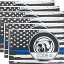 6 x 6pcs Thin Blue line Flag Code 4 Car Sticker Decal, Police Support American Flag Bumper Stickers for Cars Trucks Window Laptop, Bandera de polica la lnea Azul para carro