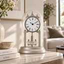9" Genevieve Mantel Clock with Revolving Pendulum, Silver, Small