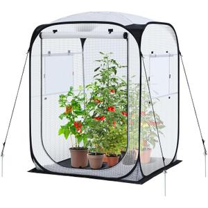 Ohuhu Pop Up House - Fast Set-up Small Greenhouse Walk in Portable Greenhouses Indoor Outdoor with Removable PE Mat & Mesh Window for Protecting Plant from Cold Frost & Birds 48 x 48 x 63.7''