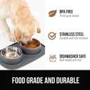 GORILLA GRIP Feeding Mat Bowl Set, 100% Waterproof BPA Free Silicone Base, 304 Stainless Steel Cat and Dog Bowls for Food and Water, Slip Resistant, High Edge, US Designed, Patent Pending, 1 Cup Gray