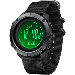 Military Watches with Compass Altimeter Barometer Pedometer Thermometer, Outdoors Watch for Men (1427-Black-NT)