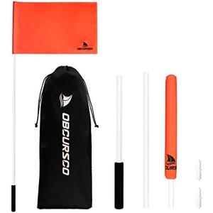 Obcursco 48-Inch Orange Boat Flag with Pole, Floatable 12"x 18" Water Ski Flag, 3-Section Skier Down for Safety, Watersports, Wakeboard, Kneeboard, and Towable Tube