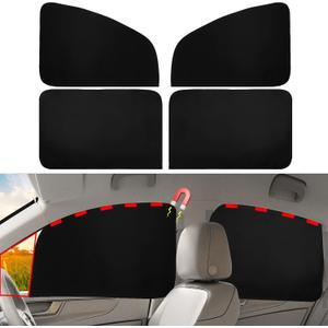 Ovege Car Window Shades Magnetic - Side Window Sun Shade Car Curtain Suedette UV Protection Privacy Baby Suction Magnetic Front&Back 4pcs