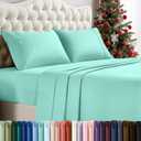 Utopia Bedding Queen Sheet Set  4 Piece Bed Sheets for Queen Size Bed, Soft and Breathable Microfiber, Includes 1 Fitted Sheet, 1 Flat Sheet and 2 Pillowcases (Spa Blue)