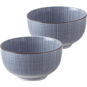 Mino Ware Japanese Ceramic Sendan Tokusa 5.04 Inches Diameter Large Rice Bowl Donburi Soup Noodle or Serving Bowl Set of 2 TR50024