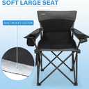 Oversized Camping Chair for Adults - 2 Pack Padded Lawn Chairs with Cup Holder & Side Pocket,Heavy Duty Folding Outdoor Chairs for Camp,Sports,Picnic,Beach,Black, 22" x 21" x 35.4"