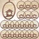 36 Pack Christmas Nativity Scene Ornaments Bulk Wooden Christian Religious Catholic Gifts Nativity Story Jesus Mary Joseph Set Acrylic 3D Christmas Tree Decor Xmas Gifts (3 Inch)