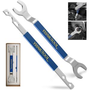 Fan Clutch Wrench Set,32mm & 36mm Wrenches - Essential Tool for BMW, Ford, GM, Chevrolet, Fan Clutch Removal Kit,Water Pump Holder, Fan Clutch Nut Wrench Removal Kit (Blue)
