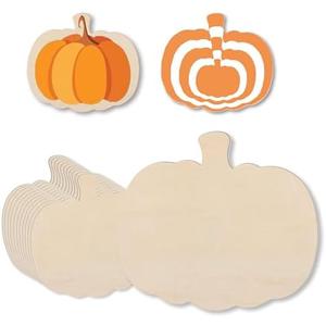 12PCS Large Wooden Pumpkin Cutouts 11inch Unfinished Wooden Pumpkin Craft for Thanksgiving Halloween Fall Party DIY Craft Decoration Supplies