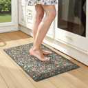 KIMODE Kitchen Mats for Floor Cushioned Anti Fatigue,Boho Vintage Kitchen Rugs Non Slip,Cushioned Memory Foam Kitchen Standing Floor Mat for Bathroom Sink Office Home Decor,Blue/Red 17.3"x28" (Dark Green/Orange)