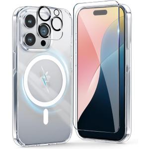 Astter for iPhone 16 Pro Max Case Clear, Magnetic iPhone 16 ProMax Case [Compatible with MagSafe],with Screen Protector & Camera Protection for Shockproof Cover iPhone 16 Pro Max Phone Case 6.9"