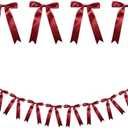 Meetppy 2 Pack Burgundy Satin Ribbon Bow Garland Burgundy Bow Garland Banner for Birthday Baby Shower Bridal Shower Bachelorette Party Supplies