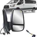Replacement Passenger Right Side Mirror Power Mirror and Heated with BLIS (Blind Spot Sensor) and Indicator Manual Folding Fit Ford Transit 150 250 350 from 2015 to Onward