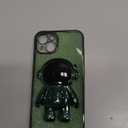Buleens for iPhone 13 Case Astronaut, Clear Cases for iPhone 13 with Glitter Paper & Spaceman Stand, Women Girls Cute Electroplated Sparkly Space Phone Cover for 13 Green