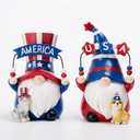 GoGnome 4th of July Gnomes Set of 2 - Handmade Resin Patriotic Gnomes Figurines for Indoor Independence Day Decorations (Patriotic)