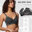 Seamless Wireless Bra for Women with Support - No Underwire Full Coverage Push Up Bras (Small, Black)