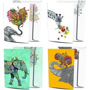 Tree-Free Greetings 8 Pack Greeting Cards, 100% Recycled Paper, Eco-Friendly Cards, Made in the USA, Variety Pack with Matching Envelopes, 5x7 in Artful Designs, multicolored (AGP1039)