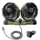 Dual Head Car Cooling Fan for Dashboard, DC 5V USB / 12V / 24V Universal Cigarette Lighter Plug Car Fans That Blow Cold Air Cooler for Vehicles Sedan Suv Rv Van Truck Utv Tractor Cab without AC