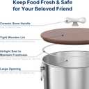 Paw Libero 35 Lbs Stainless Steel Dog Food Storage Container with Airtight Wooden Lid & Ceramic Bone Handle, Large Metal Dog Food Bin, Pet Treat Jars for Dogs & Cats, Keep Fresh, Easy to Clean