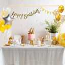 Over The Table Rod Stand with Clamps 29''-54'' Tall 37"-124" Length Adjustable Table Arch Stand Metal Balloon Frame Hanging for Wedding Birthday Party Halloween Christmas Decoration Gold